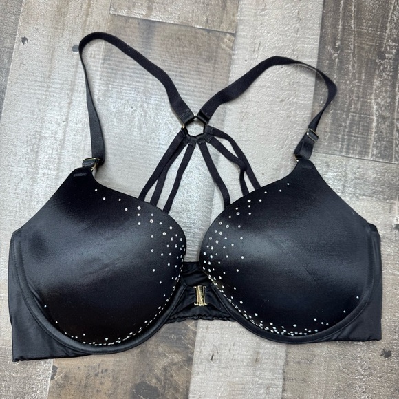 Victoria's Secret Very Sexy Black Crystal Embellished Push-Up Bra 38D - Picture 1 of 9